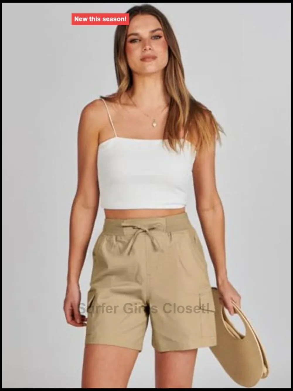 Women's 6 Pocket Cargo Shorts High Waist Adjustable Drawstring Cotton Summer